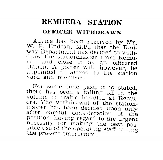 Remuera Station. Auckland Star, 22 May 1942.