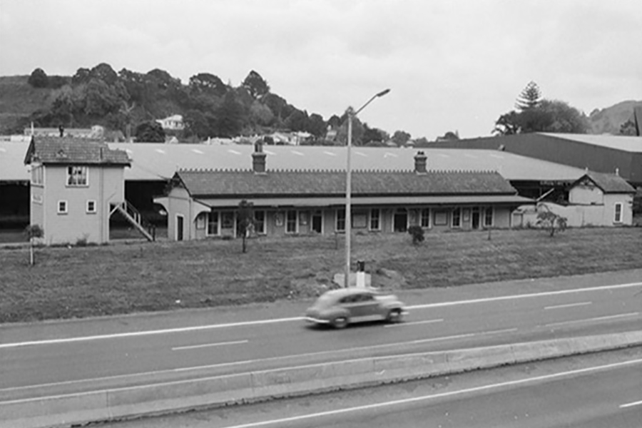 Remuera Railway Station viewed from Southern Motorway